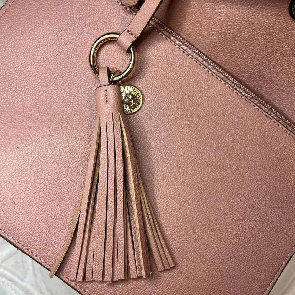 Anne Klein Dusty Rose Pink Pebbled Tote Bag‎ with Matching Pouch Gold Hardware